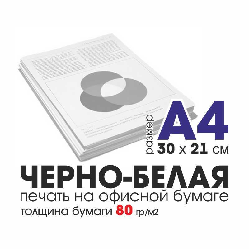 Печать черно-белая А4 30х21см 80гр/м2 | Фото.Док74 | КопиЦентр